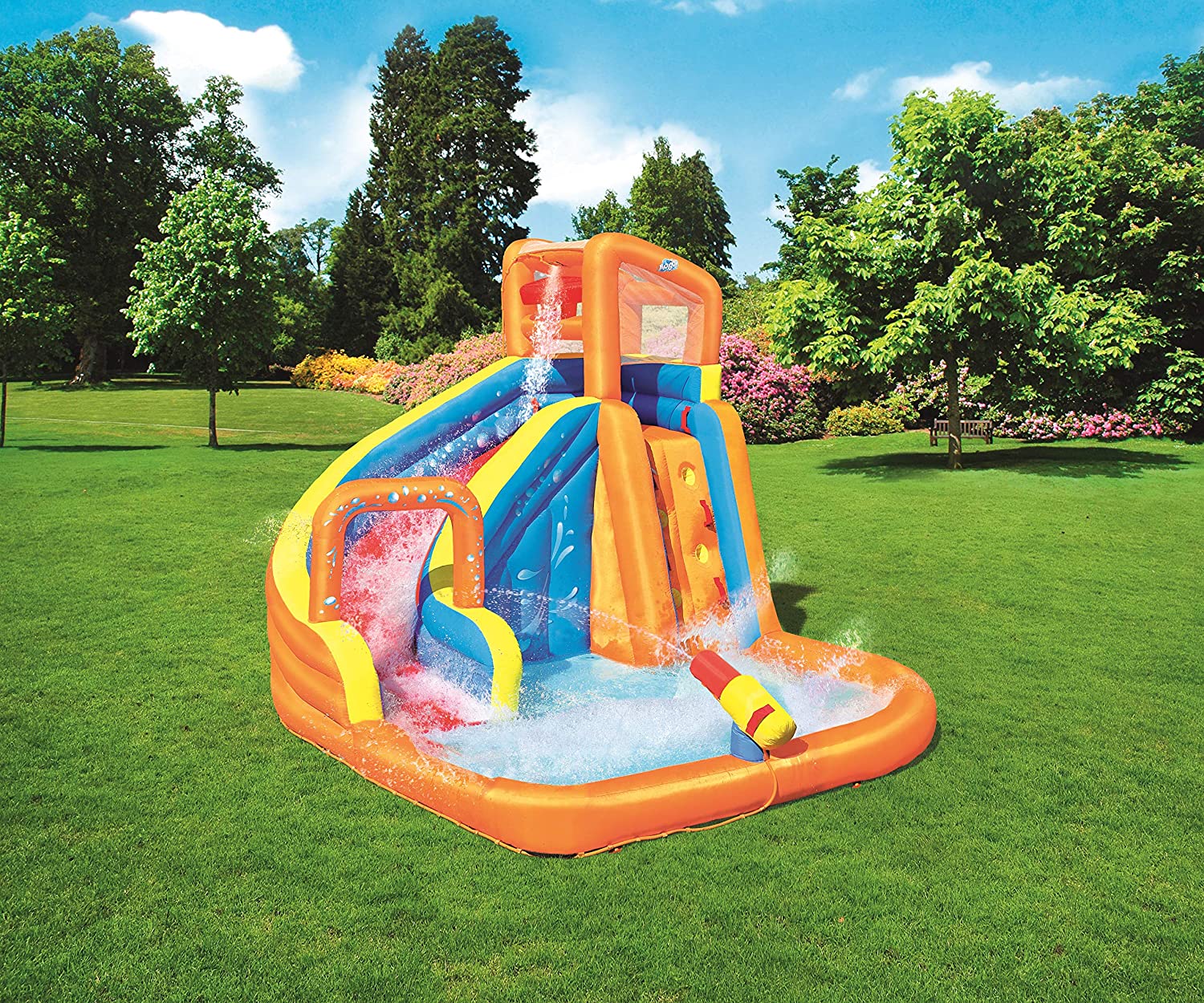 Bestway H2OGO! Mega Inflatable Jumping Water Castle with 5-in-1 with Blower, Water Slide, Climbing Walls, and Water Guns