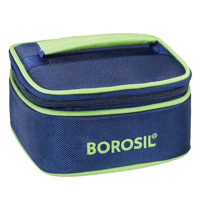 Borosil Klip-N-Store 520ml Borosilicate Glass Lunch Box with Leak-Proof Square Container and Washable Carry Bag – Microwave and Stain Proof Office & College Tiffin
