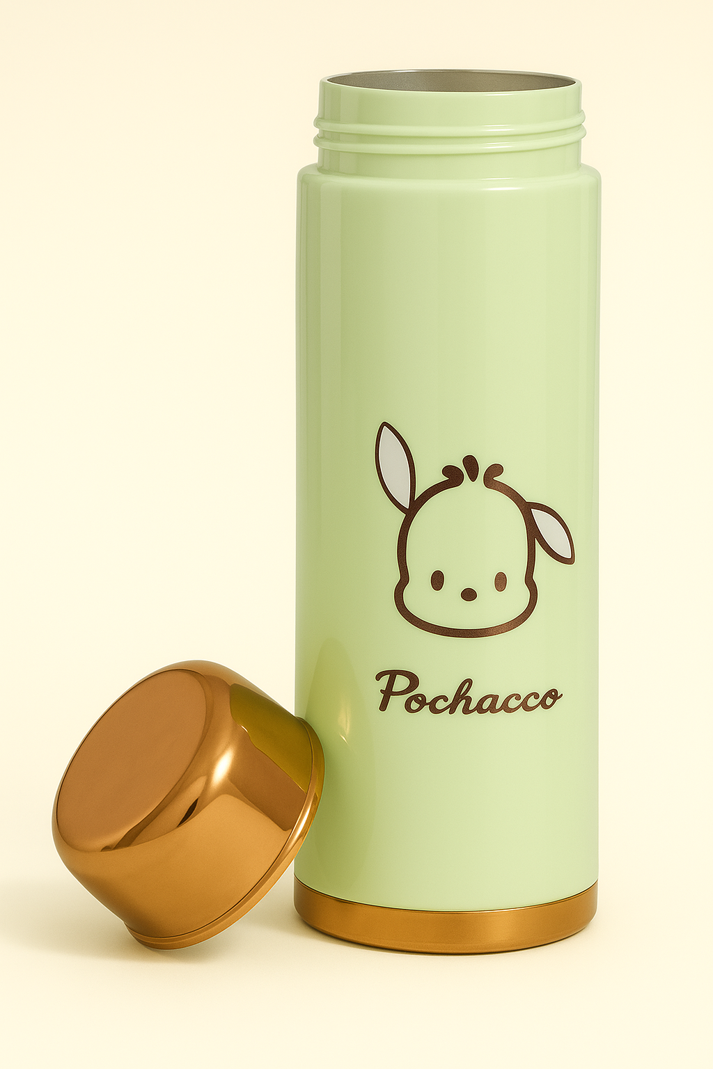 Pochacco Cute 500ml Double Glazed Insulated Glass Interior Bottle with Silicone Strap & Leak-Proof Cap for Cold & Warm Drinks