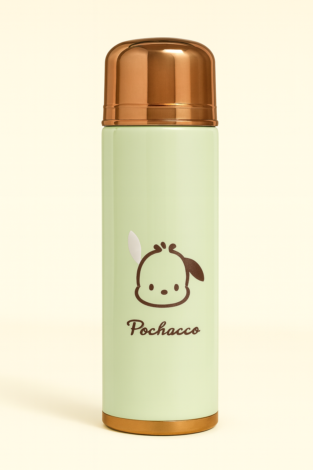 Pochacco Cute 500ml Double Glazed Insulated Glass Interior Bottle with Silicone Strap & Leak-Proof Cap for Cold & Warm Drinks