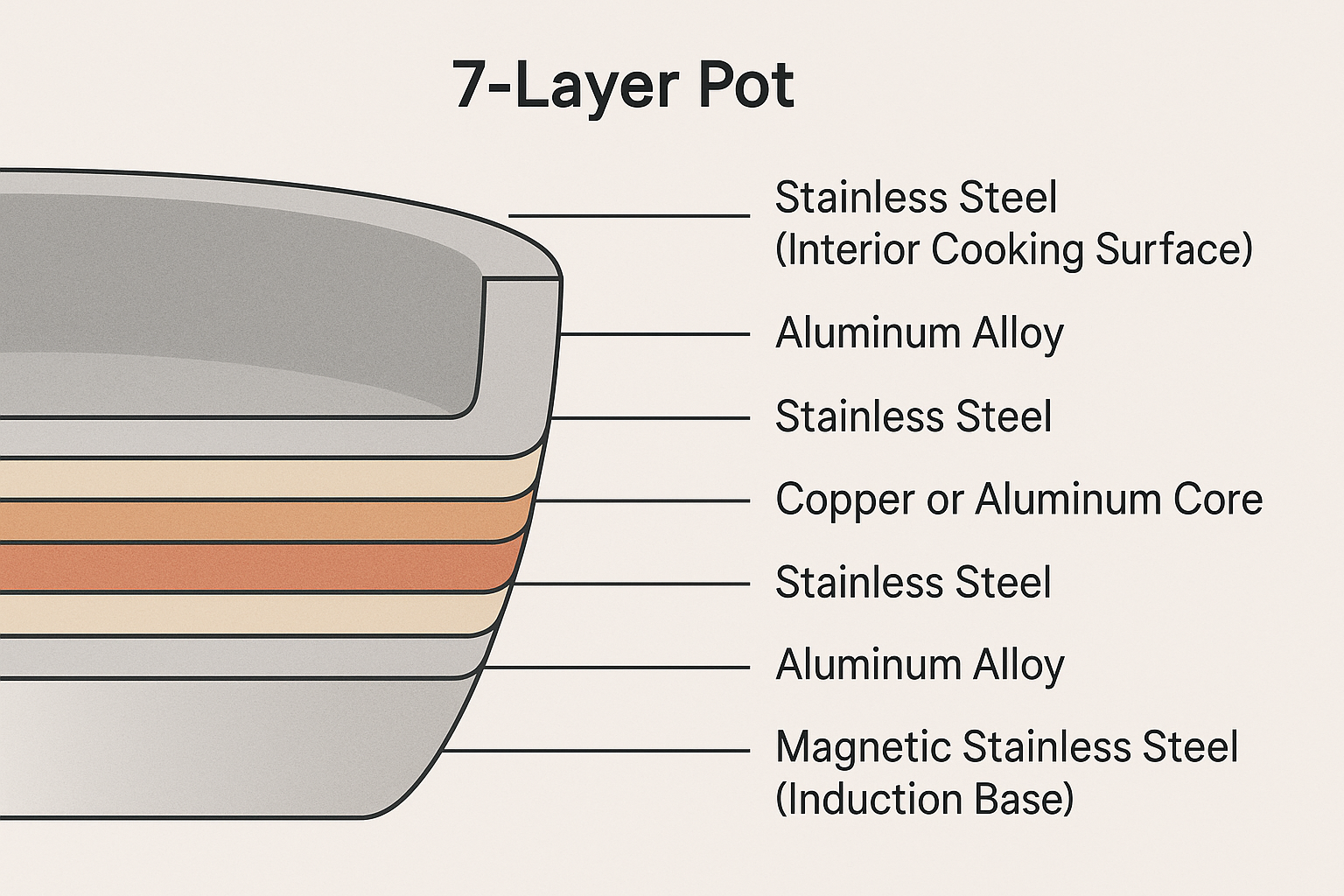 7-Layer Non-Stick Stainless Steel Cooking Pot with Induction Base, Honeycomb Texture & Anti-Oil Smoke Technology – 34CM Deep Stir Fry Cookware
