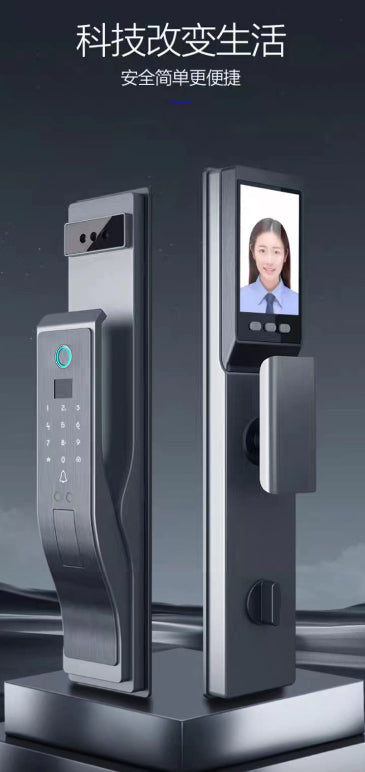 Digital 3D Face Recognition Smart Door Lock with Fingerprint Technology, Mobile App Compatibility & Real-Time Alarms