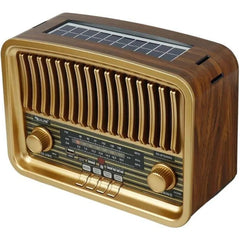 Vintage Multi-Function Rechargeable Solar Bluetooth Speaker with Radio, 2.4G Audio & Card Slot with Remote