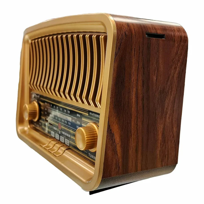 Vintage Multi-Function Rechargeable Solar Bluetooth Speaker with Radio, 2.4G Audio & Card Slot with Remote