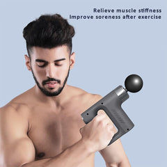 Deep Tissue Multifunctional Fascial Massage Gun with 5-Speed Adjustment, Noise Reduction & 4 Interchangeable Heads for Muscle Recovery & Pain Relief