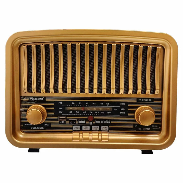 Vintage Multi-Function Rechargeable Solar Bluetooth Speaker with Radio, 2.4G Audio & Card Slot with Remote