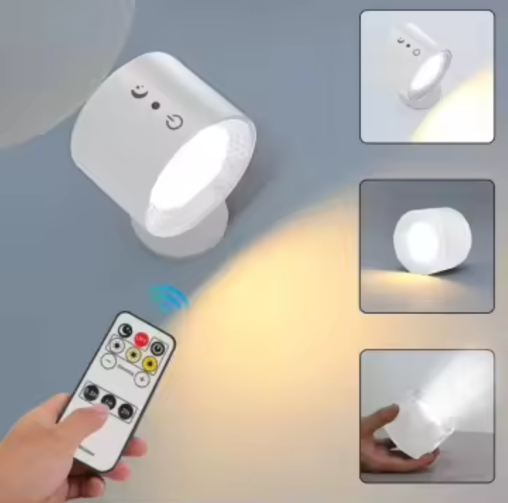 Elegant 360° Rechargeable Magnetic Wall Lamp with Remote Control, Touch Switch, 3 Brightness Levels & 3 Color Temperatures - Adjustable Rotation Night Light for Bedroom, Study & Living Room