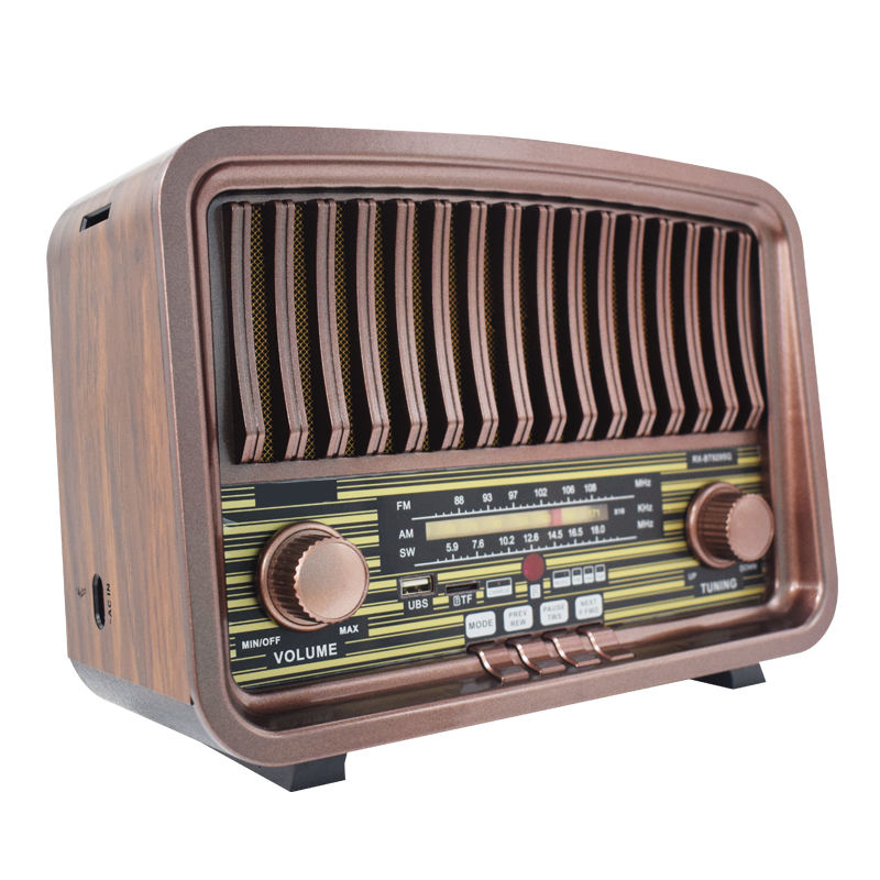 Vintage Multi-Function Rechargeable Solar Bluetooth Speaker with Radio, 2.4G Audio & Card Slot with Remote