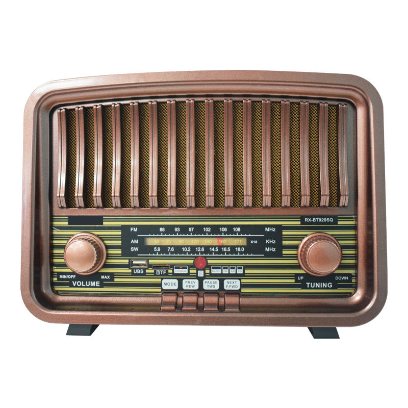 Vintage Multi-Function Rechargeable Solar Bluetooth Speaker with Radio, 2.4G Audio & Card Slot with Remote