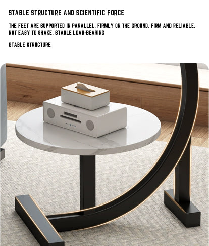 Modern Round 2-Tier C-Shaped Side Table for Living Room & Bedroom