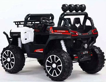 AdventureMax Rechargeable RideOn Jeep with Remote Controller, Music, USB/MP3 & Power Display - 12V - White