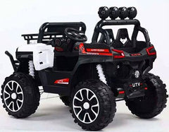 AdventureMax Rechargeable RideOn Jeep with Remote Controller, Music, USB/MP3 & Power Display - 12V - White