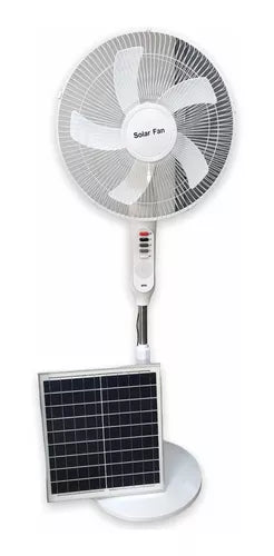3-in-1 Rechargeable Solar Standing Fan – 16 Inch | Adjustable Height, LED Light, Speed Control & USB Charging Port