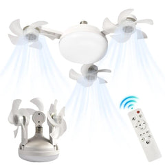 Drone Style Triple Head Ceiling Fan & LED Light with E27 Bulb Fit & Remote Control - Strong Wind & Energy Saving for Bedroom, Kitchen & Living Room