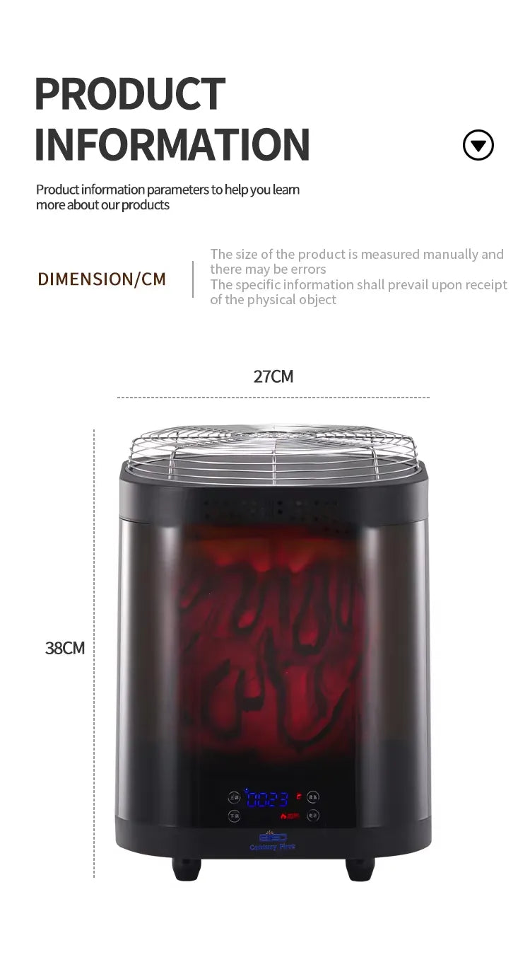 Portable Far Infrared Electric Heater with Cooking Stove, Adjustable Thermostat, Remote Control, Energy-Efficient PTC Heating for Home & Office - 5000W
