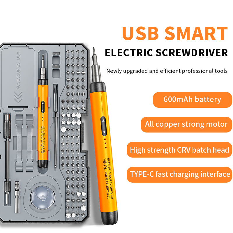 120-in-1 Multifunctional Electric Screwdriver Set with 500mAh Rechargeable Battery, 150RPM Speed, Type-C Charging, Precision Bits & Portable Tool Case