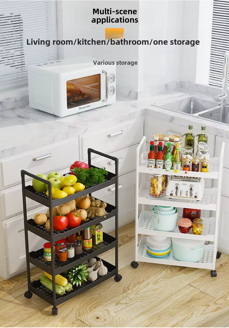 Multi-Tier Foldable Storage Rack – Portable, Space-Saving Organizer for Kitchen, Living Room & Pantry – 57 x 28 x 132 cm