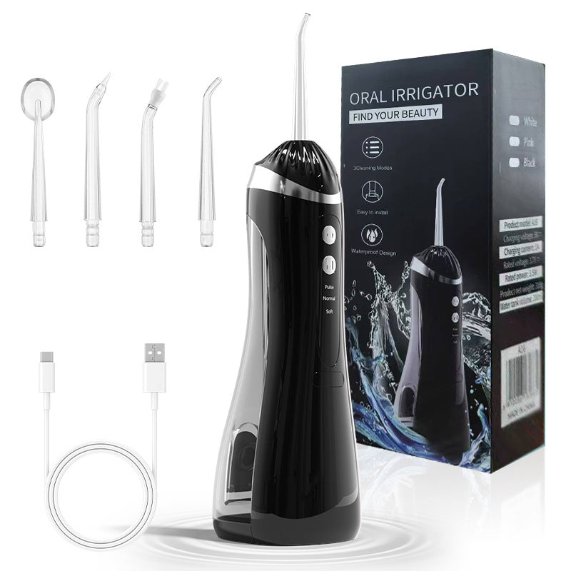 Rechargeable IPX6 Cordless Oral Irrigator with Pulsations, 4 Nozzles, 3 Modes & 360° Rotatable Tip – Portable Dental Water Flosser for Braces, Gums & Tongue Cleaning