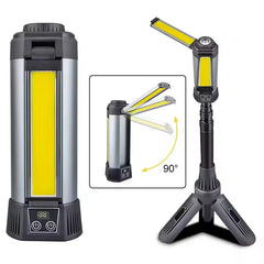 2 Leafe Super Bright Cordless LED Camping Work Light with Adjustable Height and Power Bank Functionality - 1500 Lumens & 4000 mAh Battery