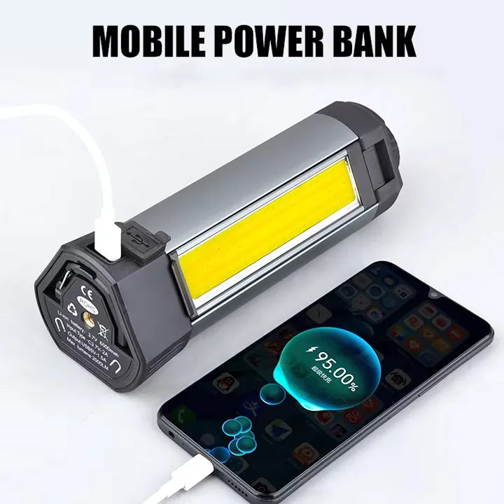 2 Leafe Super Bright Cordless LED Camping Work Light with Adjustable Height and Power Bank Functionality - 1500 Lumens & 4000 mAh Battery