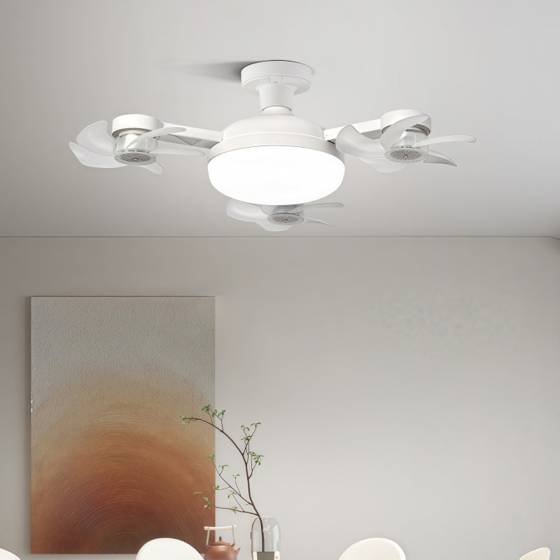 Drone Style Triple Head Ceiling Fan & LED Light with E27 Bulb Fit & Remote Control - Strong Wind & Energy Saving for Bedroom, Kitchen & Living Room