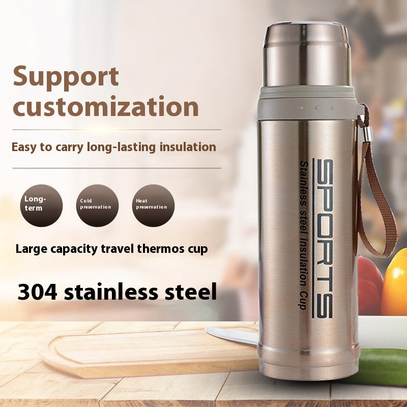 750ml Stainless Steel Sports Vacuum Flask Bottle with SUS304 Liner & Dual-Purpose Leakproof Cap – Long Lasting Hot & Cold Insulation Travel Thermos