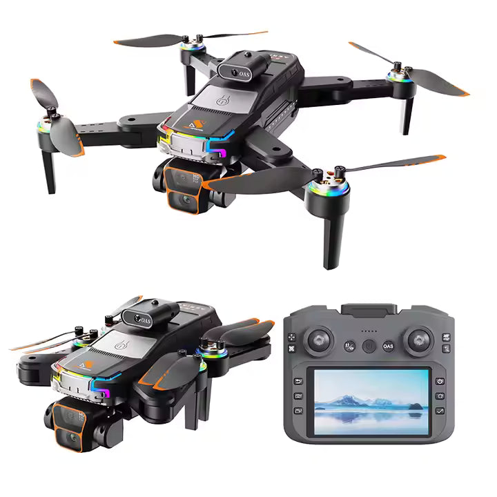Power Aerial Smart RC Dual HD Camera Quadcopter Drone with 50X Zoom and 4“ LED Screen Remote, 360° Obstacle Avoidance, Optical Flow Hover, Gesture Control
