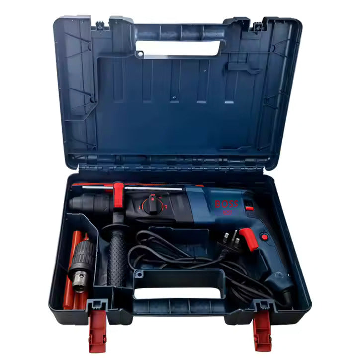 BOSS Triple Mode Rotary Hammer Drill Set with 2200W Power & 1100 RPM with Depth Gauge, Accessory Set & Anti-Vibration Grip