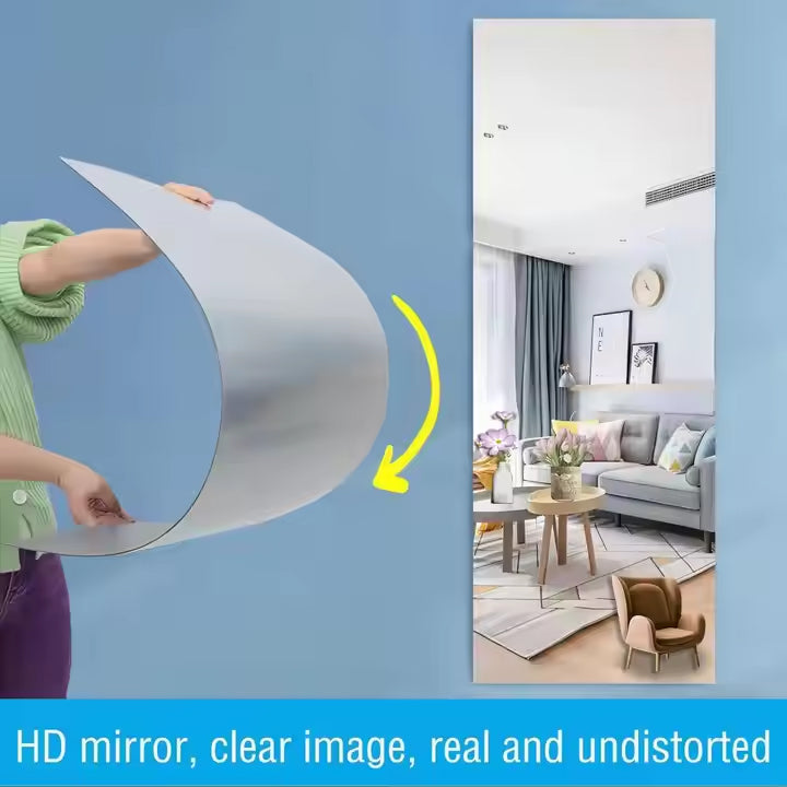 Rectangular Acrylic Wall Mirror Sticker - 100 x 30 cm