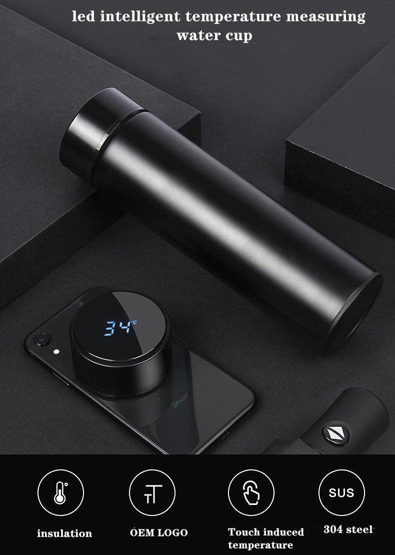 Smart LED Temperature Display Vacuum Flask 500ml with 304 Stainless Steel, Touch Screen, Anti-Skid Base & 12 Hour Hot & Cold Insulation