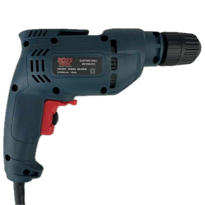 Boss Electric Drill 10mm with 400-600W Motor, 3200RPM Speed with Reversible Rotation
