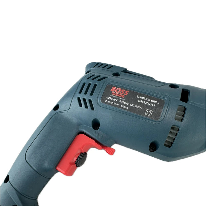 Boss Electric Drill 10mm with 400-600W Motor, 3200RPM Speed with Reversible Rotation