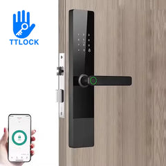 4-in-1 Smart Electronic Door Lock with Biometric, Card, Password & Manual Key Access