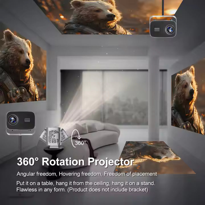 A10 Smart Android 4K WiFi Projector with Built-in Speaker, 200 Lumens, Bluetooth 5.0 with HDMI & Dual USB Ports.