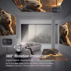 A10 Smart Android 4K WiFi Projector with Built-in Speaker, 200 Lumens, Bluetooth 5.0 with HDMI & Dual USB Ports.