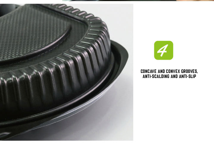 3-Compartment Disposable Plastic Food Container Box - 1000ml - 23.5 x 21 x 5.5 cm
