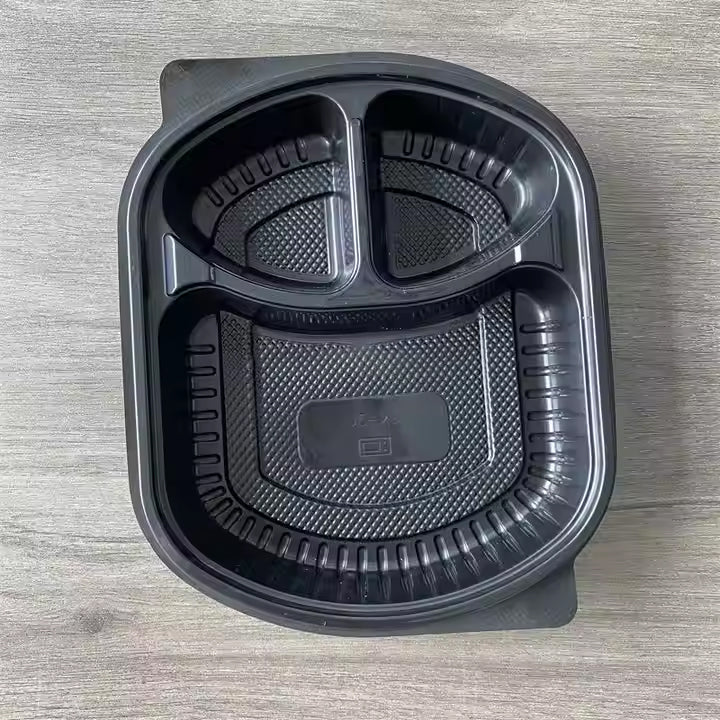 3-Compartment Disposable Plastic Food Container Box - 1000ml - 23.5 x 21 x 5.5 cm