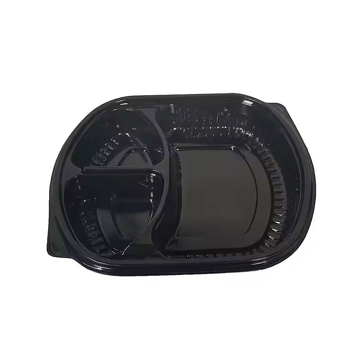 3-Compartment Disposable Plastic Food Container Box - 1000ml - 23.5 x 21 x 5.5 cm