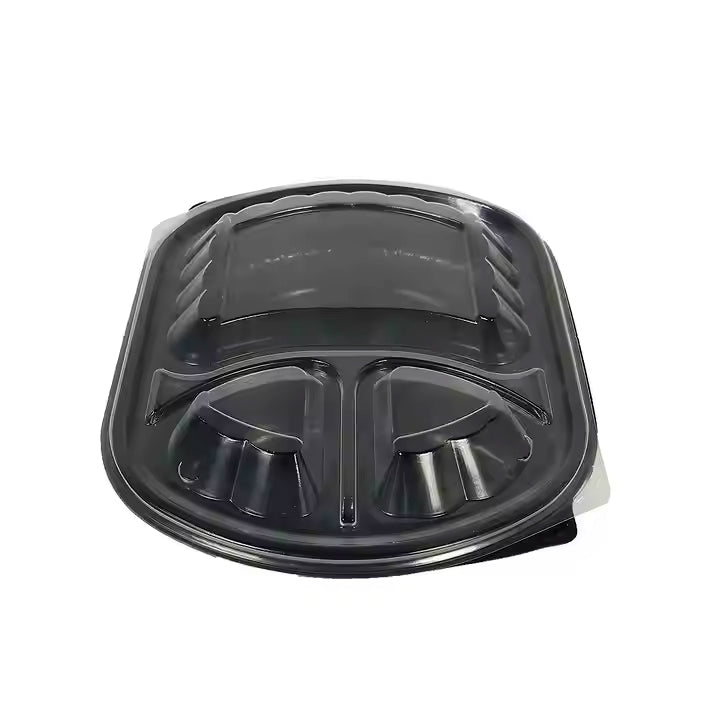 3-Compartment Disposable Plastic Food Container Box - 1000ml - 23.5 x 21 x 5.5 cm