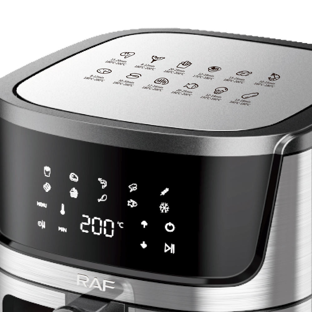 RAF 9L Digital Air Fryer with Touch Screen, 360° Hot Air Circulation, Oil-Free Cooking, Multipurpose Family-Sized Fryer - 1950W