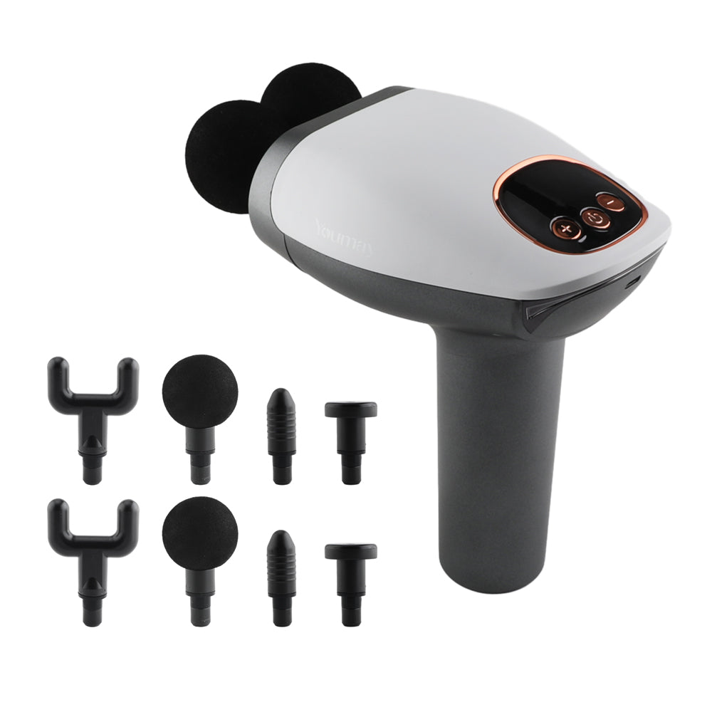 Double Head Electric Fascial Massager with 10 Speed Levels, 4 Massage Heads & Type-C Charging for Deep Tissue Muscle Relaxation for Neck, Back & Body