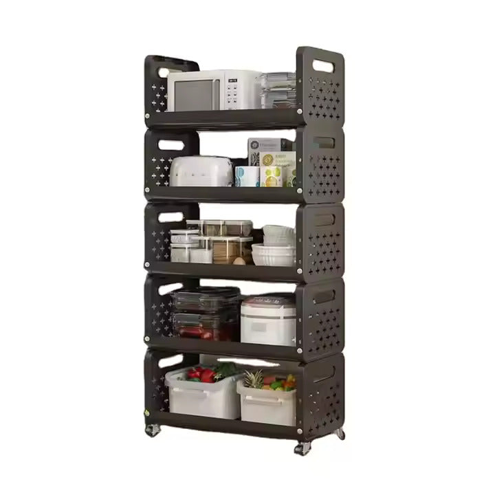 Multi Layer Movable Multipurpose Storage Rack with Wheels for Fruits, Vegetables, Snacks, Makeup, and Bathroom Essentials