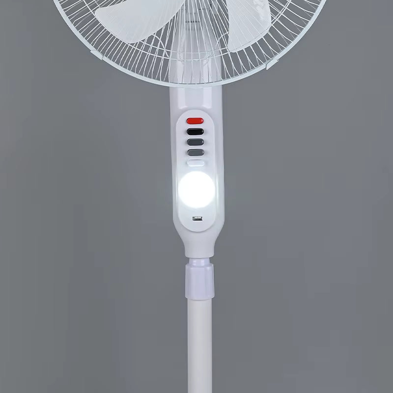 3-in-1 Rechargeable Solar Standing Fan – 16 Inch | Adjustable Height, LED Light, Speed Control & USB Charging Port