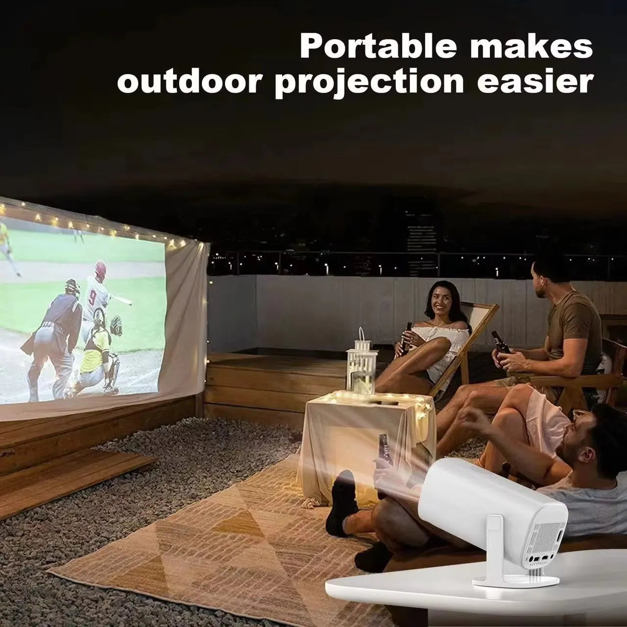 Smart FHD Android Projector with WIFI 6 & 180° Rotatable Design