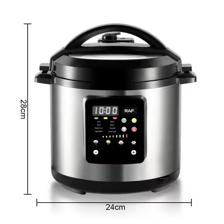 RAF 6L Electric Multifunctional Pressure Cooker with Digital Control - 1000W Power