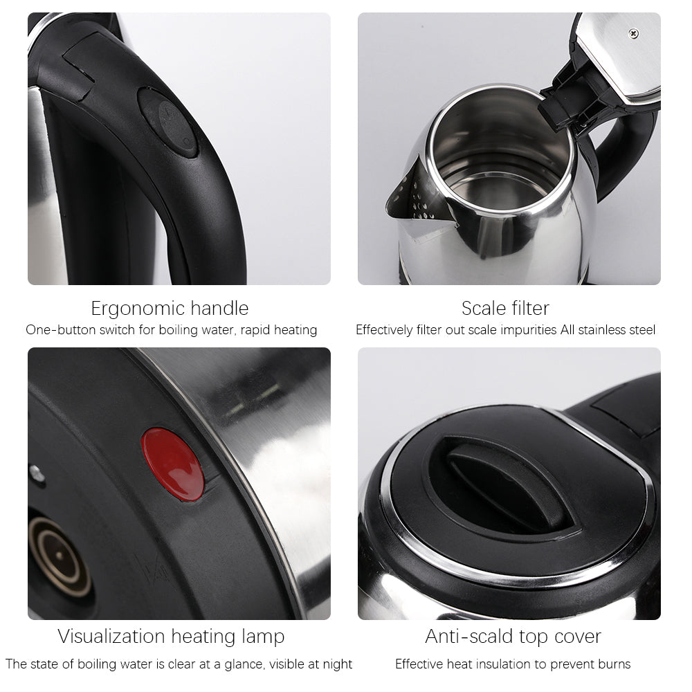 RAF 2.0L Stainless Steel Electric Kettle with 1500W Fast Heating, BPA-Free Interior, LED Indicator, 360° Swivel Base & Auto Shut-Off – Model R.7816