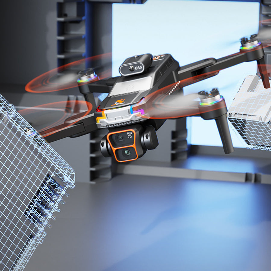 Power Aerial Smart RC Dual HD Camera Quadcopter Drone with 50X Zoom and 4“ LED Screen Remote, 360° Obstacle Avoidance, Optical Flow Hover, Gesture Control