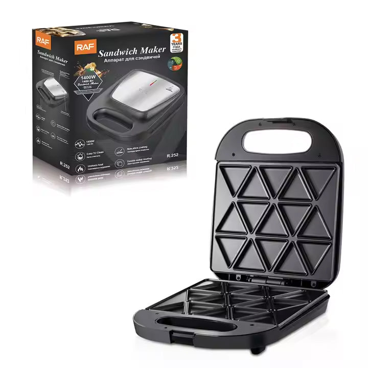 RAF Electric Non-Stick Samosa & Snack Maker & Pocket Grill Press - 1400W with 8-Triangular Slots