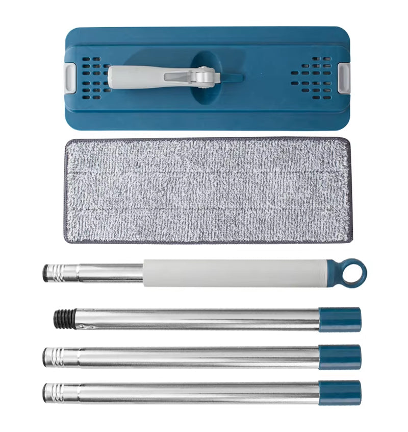 360° Microfiber Flat Mop and Bucket Set with Self-Wringing System - High Absorption, Aluminum Handle & Easy Floor Cleaning