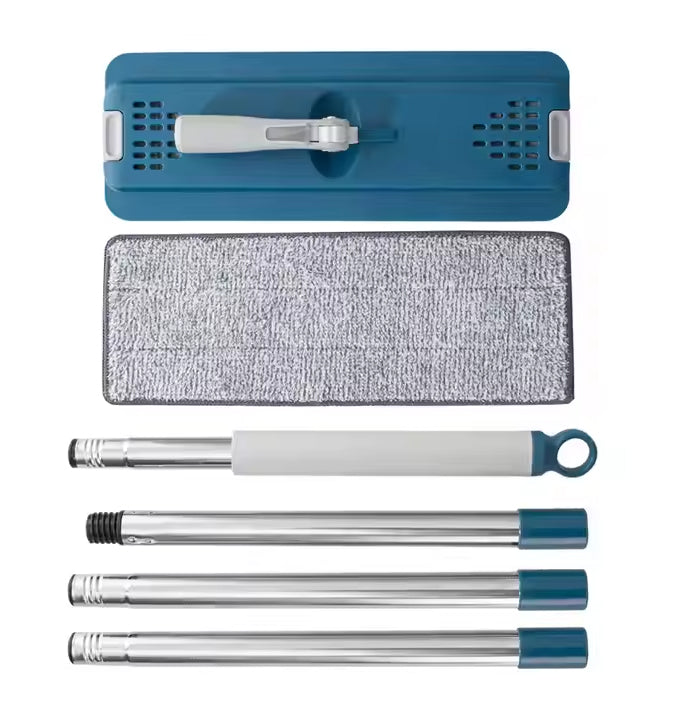 360° Microfiber Flat Mop and Bucket Set with Self-Wringing System - High Absorption, Aluminum Handle & Easy Floor Cleaning